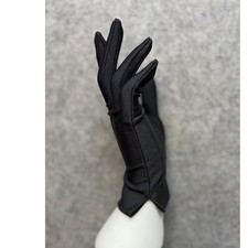 Vintage Style Black Wrist Length Formal Evening Stretch Gloves Slit Detail
