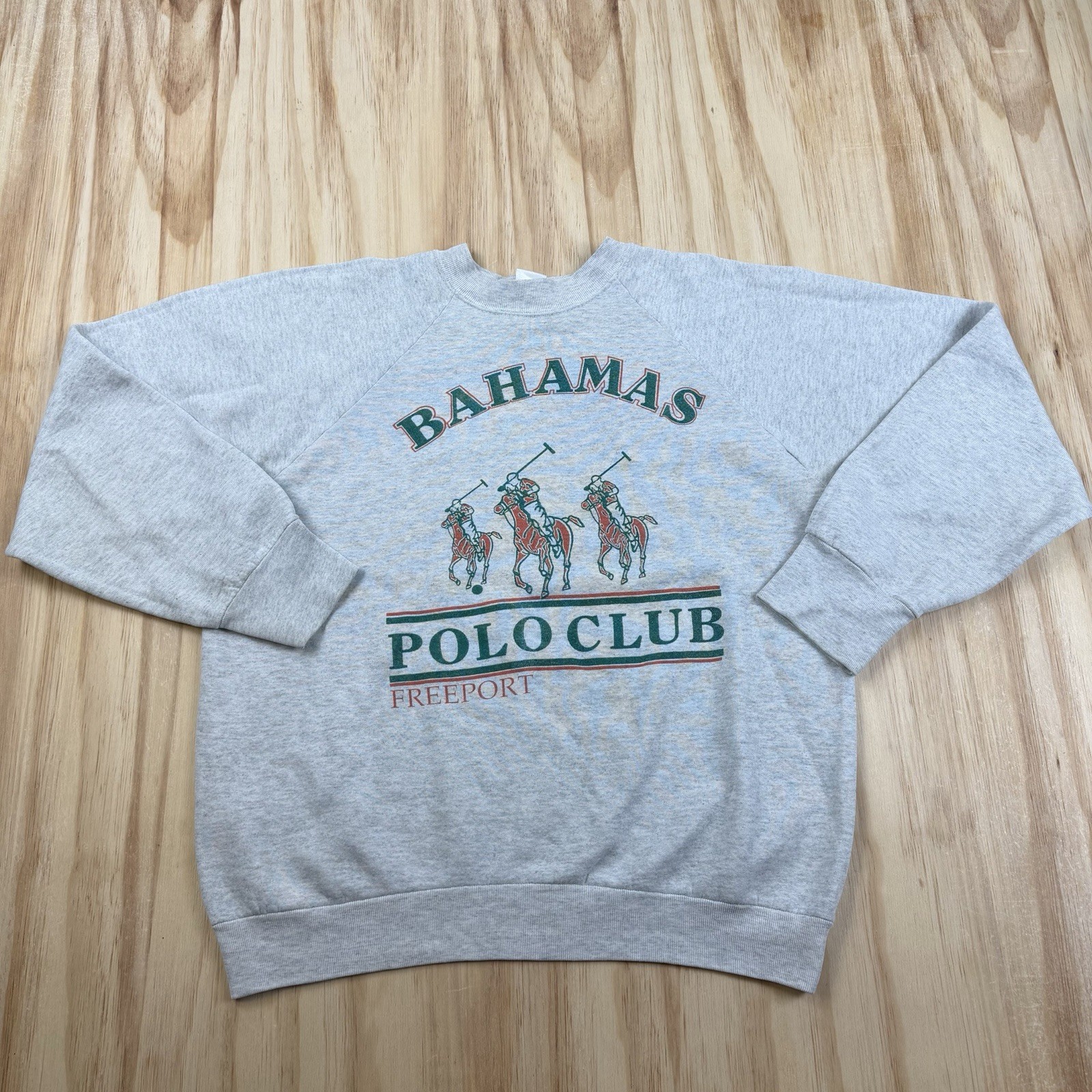 Vintage 90s Bahama Polo Club Sweatshirt Mens Medium Gray Crewneck Preppy Retro