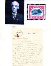 Lettre manuscrite 1922 autographe Miller 1er collectionneur de timbre Jenny inversé