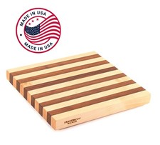 1" Thick Maple  Walnut Wood Cutting Board  Snack Board with Feet 9.5" x 9.5" 