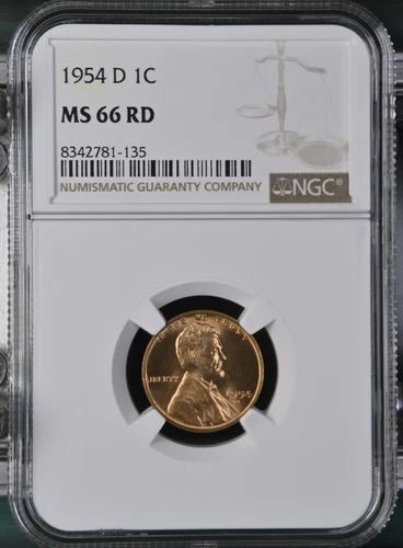 1954 D NGC MS 66 RD United States / American Lincoln Wheat Cent.