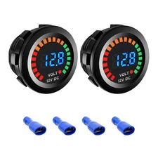 Sylvil 2 PCS Waterproof Voltmeter for Car, DC 12V LED Digital Display Voltage...