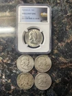 Franklin Half Dollar Lot Of 5 Various Years .999 fine silver