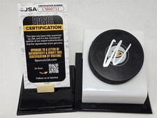 LEO CARLSSON signed DUCKS puck JSA COA