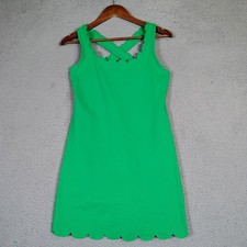 J.Crew Romper Dress Women's Small Kelly Green Stretch Scalloped Hem Sleeveless