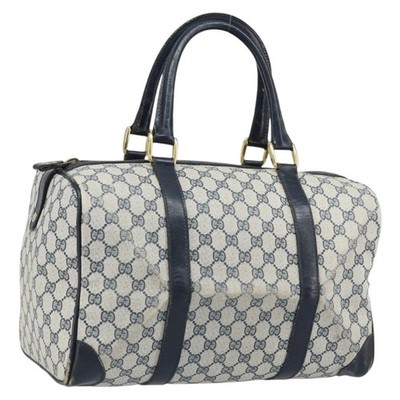 GUCCI GG Supreme Boston Bag PVC Navy Gold Auth 172914