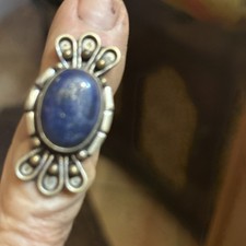 Ring Beautiful Lapis Lazuli Stone Set In 925 Silver Size 7 1/2