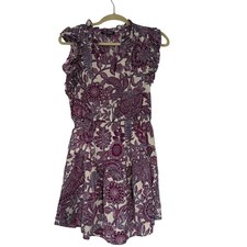 STEVE MADDEN Womens Dress Size S Floral Print Purple White Sleeveless Ruffle