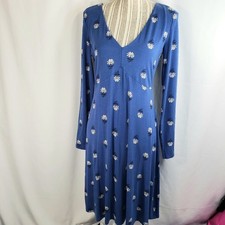Old Navy Blue V Neck Floral Long Sleeve Dress Size Medium