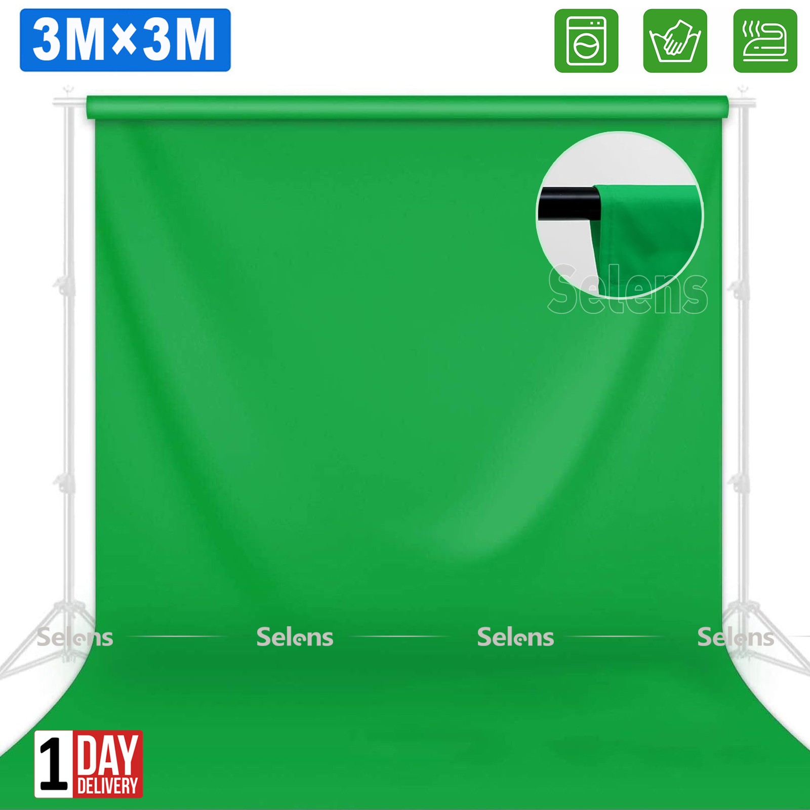 Green Screen Backdrop 3m x 3m Background Cloth Fabric for Studio Photography