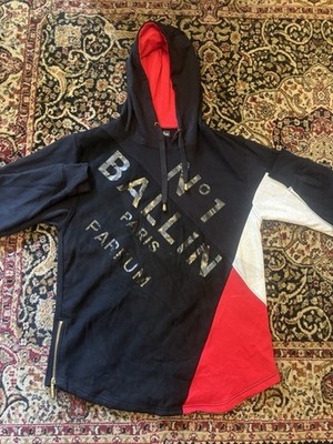 Ballin Black Red and White Colorblock Paris Logo Pullover Hoodie