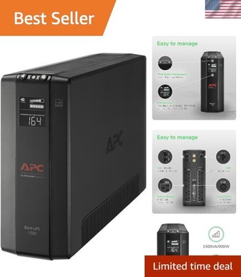 UPS Back-UPS Pro 1500VA UPS, 900W Battery Backup & Surge Protector, AVR, 10 O...