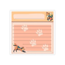 Fox Paw Print Sticky Notes, Lined Notepad, Cute Animal Stationery