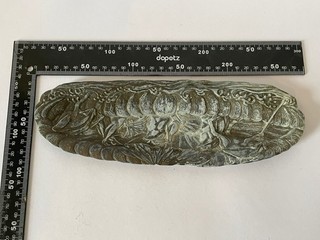 Vintage Antique Metal Tray Silver Tone Raised Decorative Plated Pewter Art Deco