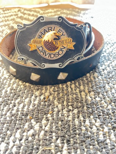 vintage Harley Davidson belt and buckle made in the U S A by raintree 1978