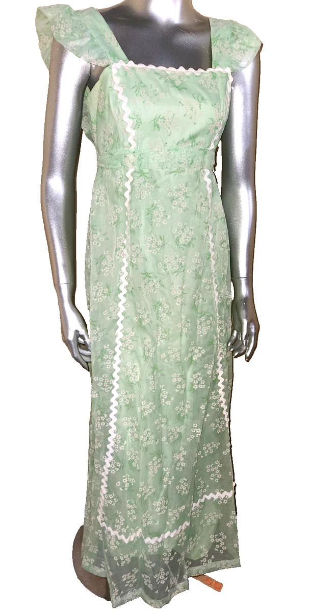 Robe Vintage Femme Vert Forêt Et Blanc Dentelle - Taille Medium, Style Fit & Flare, Longueur Genou, Neuf Sans Étiquette