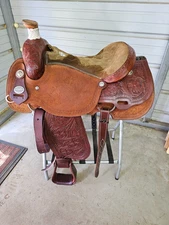 New 16" Saddlesmith Brown Leather Roping Saddle with some Tooling