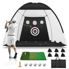 Golf Net: 10x7FT Practice for Backyard Driving, Hitting with Tri-Turf Golf Ma...