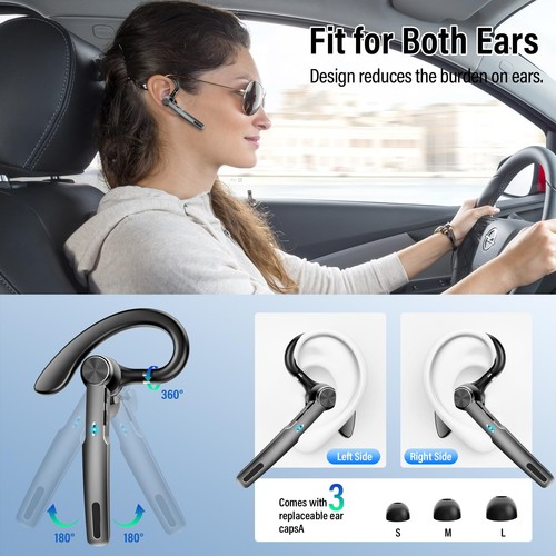Bluetooth Headset, Wireless Headset with ENC Mic, Single-Ear Bluetooth Earpie... - Picture 6 of 7