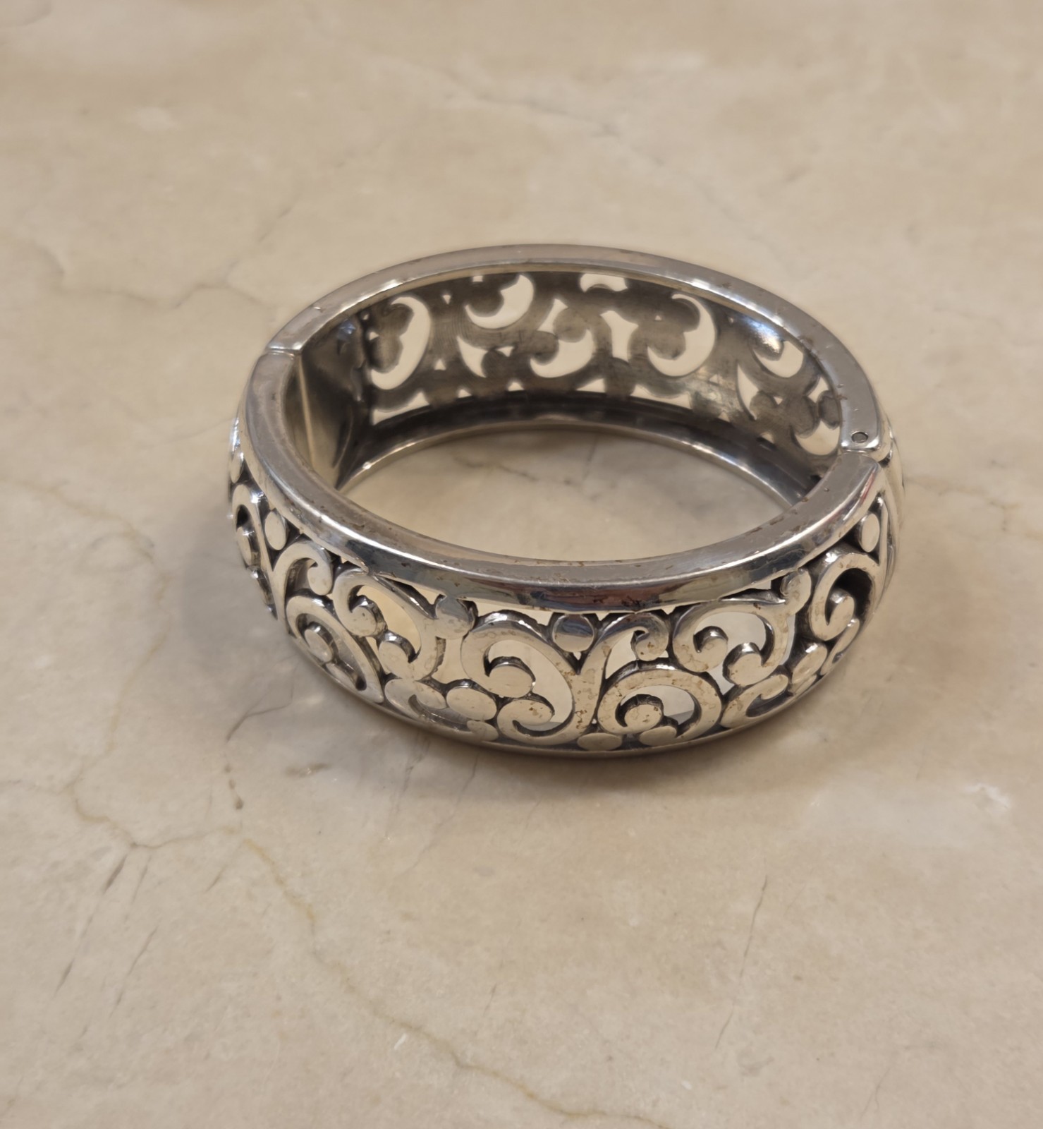 Brighton Hinged Scroll Work Wide Bangle Bracelet … - image 3