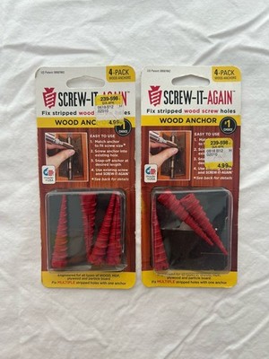 Screw-It-Again Wood Anchors   7 Total (4 New Sealed + 3 Open) Fix Stripped Holes
