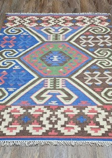 Turkish Bohemian Rug Geometric Design Turkish Rug Hand Made 4x6 Ft