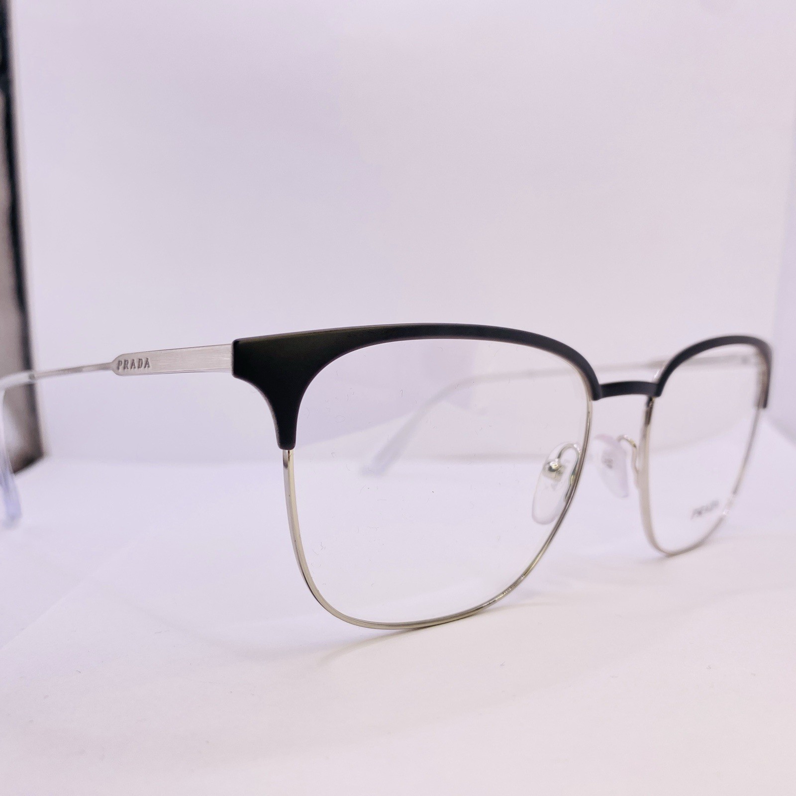 Prada Eyeglasses Frames VPR 59U 1BO-1O1 55 [] 17 145 Silver Black Authentic thumbnail 5
