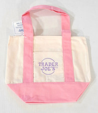 Trader Joe's Mini Pastel Canvas Tote Bag in Pink NWT