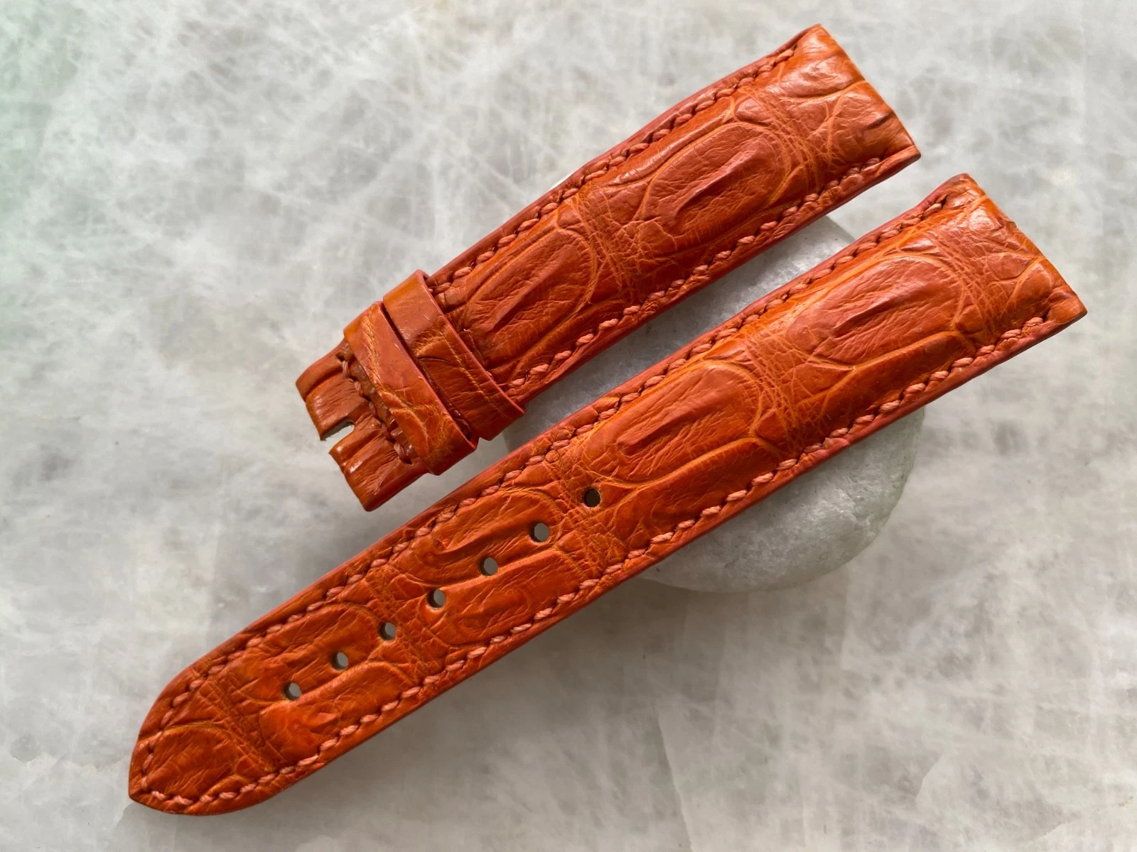 20mm/18mm Orange Alligator Crocodile Print Leather Watch Strap Band