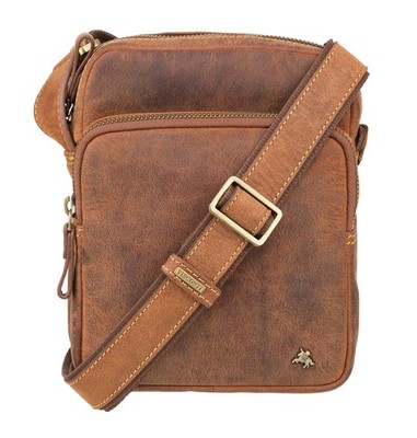 Visconti kleine Ziptop Tasche Umhängetasche Messenger in geöltem hellbraunem Leder TC68