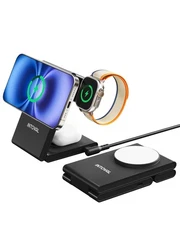 3-in-1 Magnetic Charging Station, Travel Foldable Charging Dock for Magsafe i...
