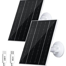 4W Solar Panel for Security Camera, Type-C/Micro USB Solar Charger for Rechar...