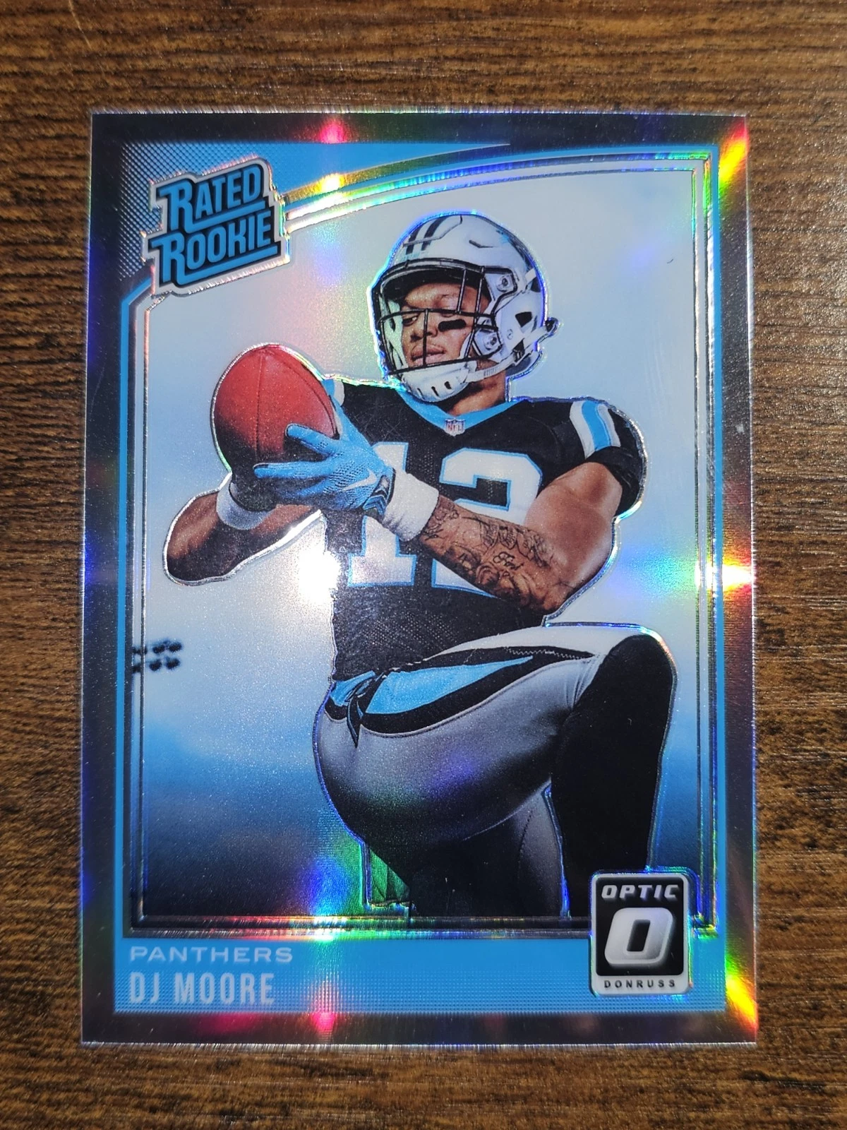 2018 Donruss Optic - Rated Rookie Holo Silver Prizm #166 D.J. Moore (RC)