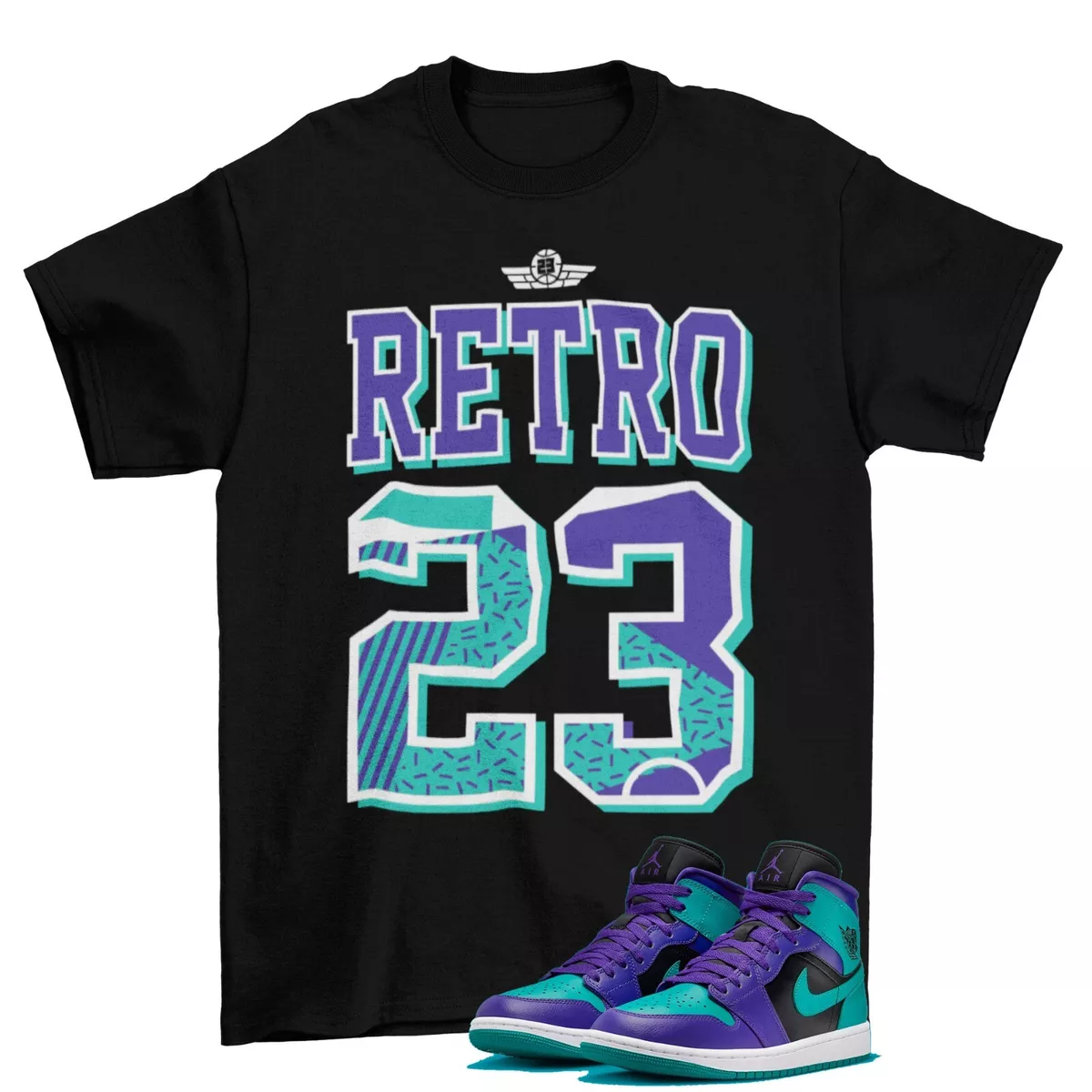 Retro 23 Black Grape Shirt to Match Jordan 1 Mid Black Grape BQ6472 502