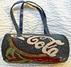 VINTAGE COCA COLA BEAUTIFUL EMBROIDERED BEADED SHOULDER BAG PURSE IN GRAY NWOT