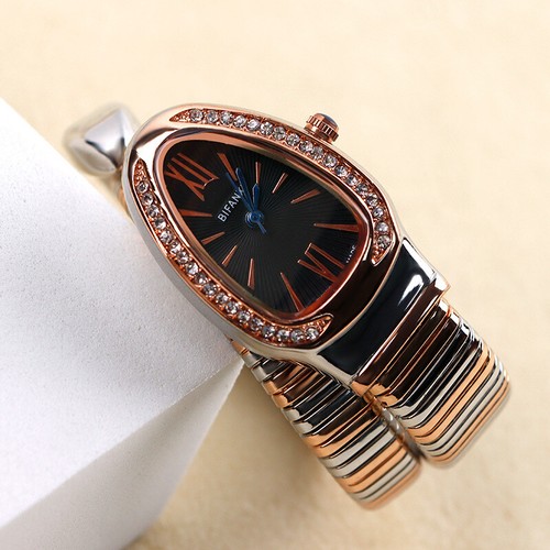 Women Luxury Snake Bracelet Watch Serpentine Retro Steel Quartz Watches - Picture 11 of 17