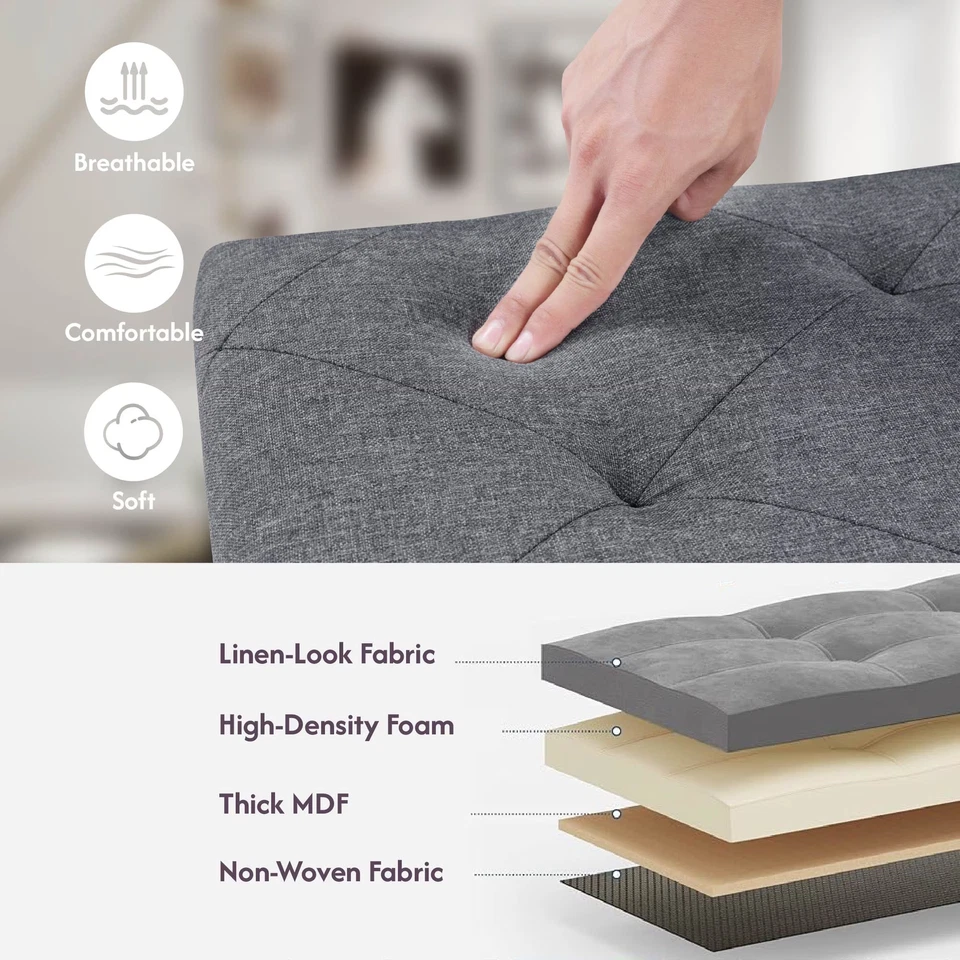 35" Storage Ottoman Bench Folding Footrest Chest End of Bed Stool,Padded Seat - Image 4 of 4