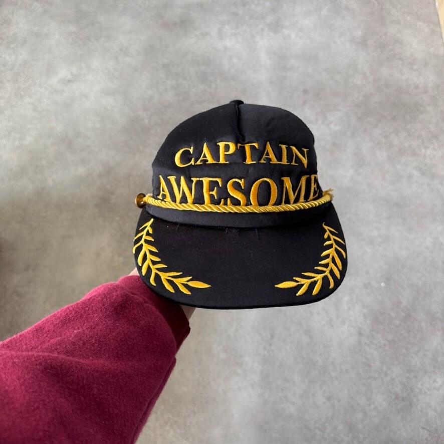 Captain Awesome Trucker Sombrero Para Hombres Malla de Espuma Cuerda Ajustable Gorra Snapback Negra