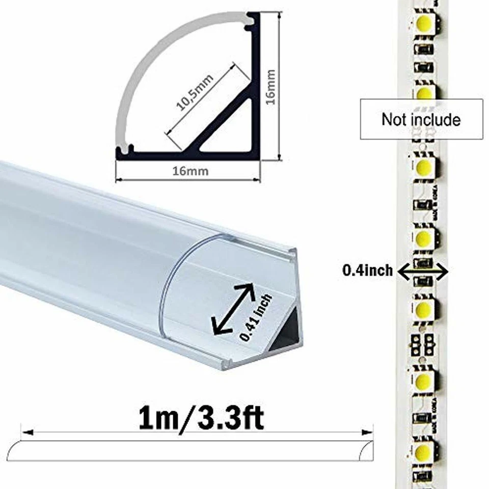 StarlandLed 6 Pack 1M/3.3ft V-Shape LED Channel Aluminum with Clear PC Cover for - Image 3 of 4