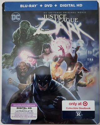 NEW DC JUSTICE LEAGUE DARK BLU RAY DVD DISC TARGET STEELBOOK