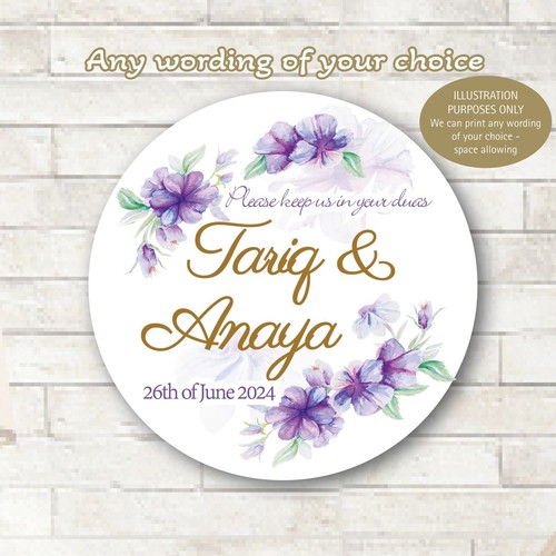 48x Personalised Walima Wedding Mehndi Mayoon favour save the date stickers 1310 - Picture 6 of 7