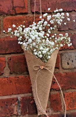 Empty Church Pew Ends Cones Hessian Barn Wedding Decoration