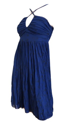 H&M BLUE MESH STAR PRINT RETRO FUN CUTE PARTY DRESS UK 10 EU 36 US 6 SMALL BNWT - Picture 5 of 12