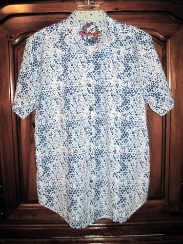 ROBERT GRAHAM Men's Short Sleeve Blue Cotton Sport Shirt Size Large Excellent - Picture 7 of 8