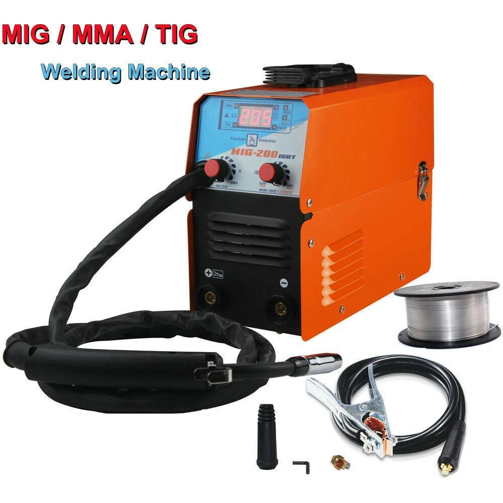 Mini MIG 200 AC220V IGBT MIG MMA TIG Gasless Welder Machine