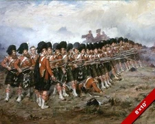 SCOTTISH HIGHLANDERS PAINTING BRITISH MILITARY HISTORY WAR ART REAL CANVAS PRINT