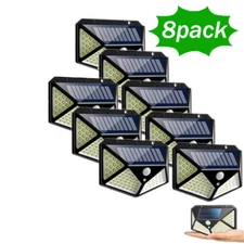100 LED Solar Power Wall Light Outdoor PIR Motion Sensor Security Garden Lamp US