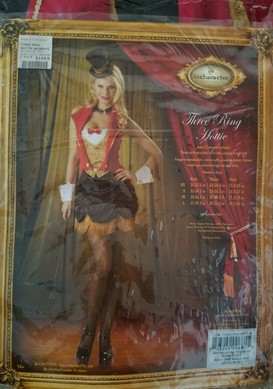 Adult Incharacter Three 3 Ring Hottie Circus Costume Size M