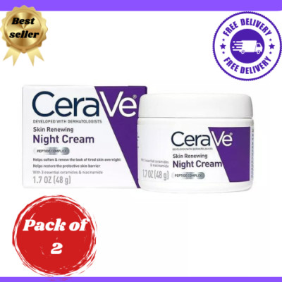 Cerave Skin Renewing NIGHT CREAM PEPTIDE COMPLEX Hyaluronic Acid ~ 1.7 oz NEW