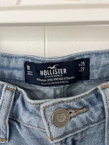 Hollister Womens Sz 1 Jeans Ultra High Rise 90's VTG Straight Leg Light Wash - Picture 3 of 4